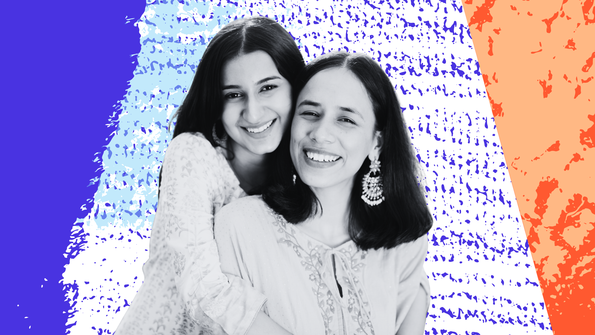 A mother and daughter hugging and smiling