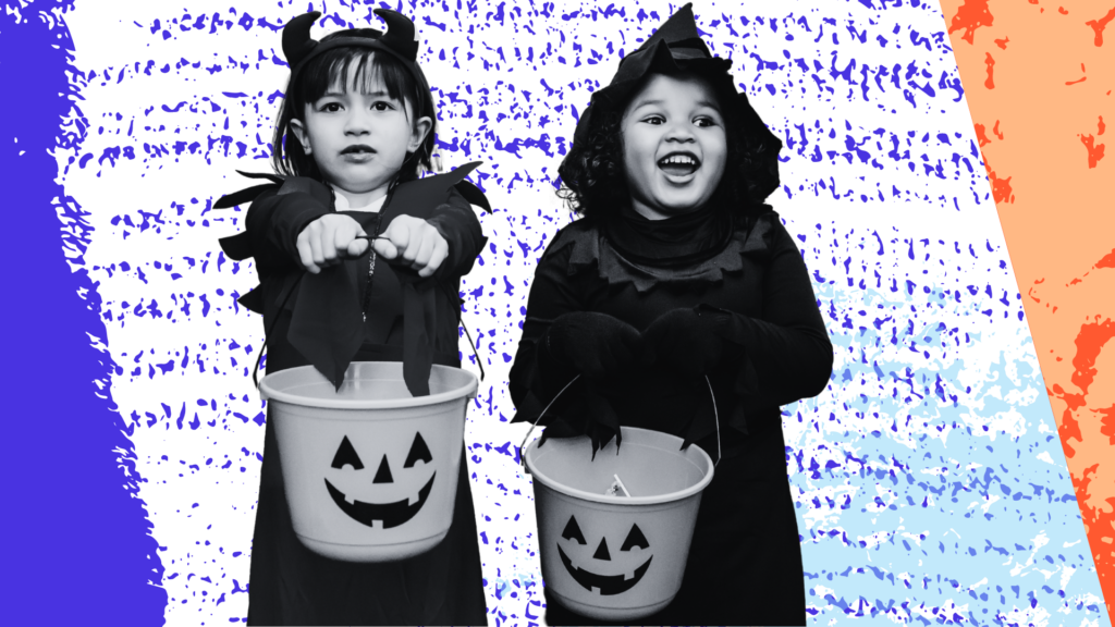 Kids trick-or-treating at halloween