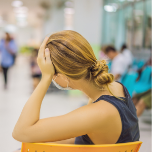 Person sitting in a healthcare facility