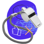 Illustration of a coach’s whistle on a blue background