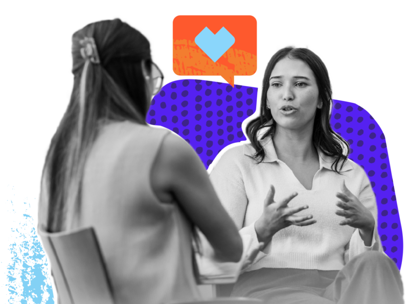 Adult talking to child