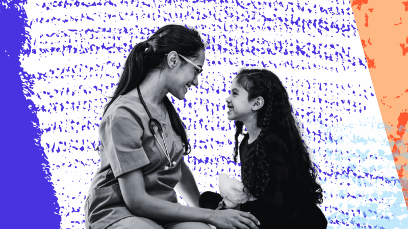 girl speaking with doctor