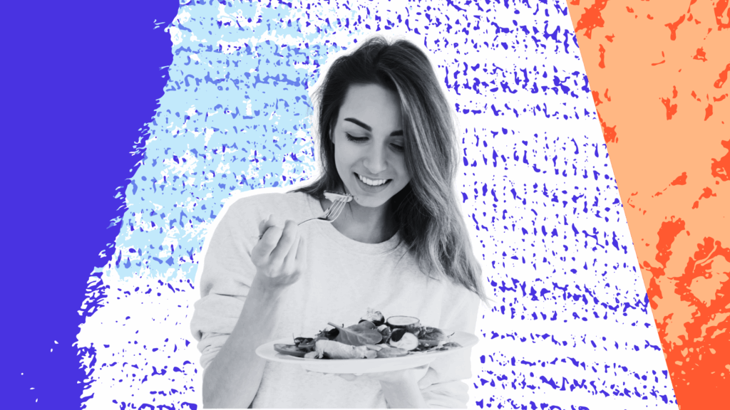 Woman eating salad