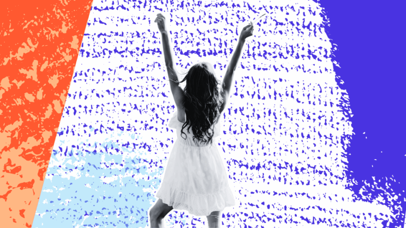 Joyful woman celebrating her recovery