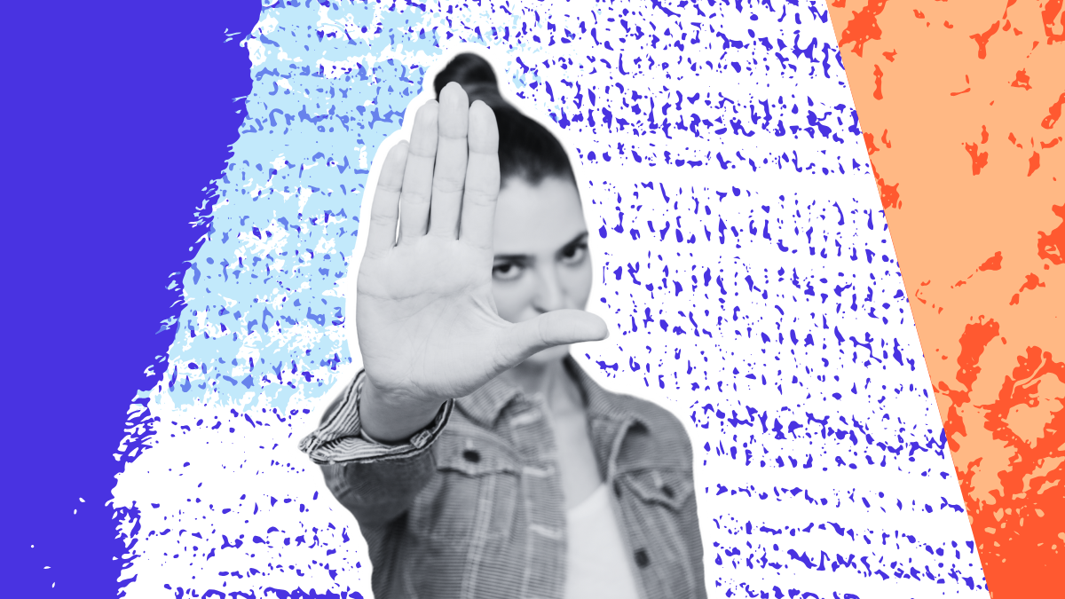 Woman holding out hand to stop