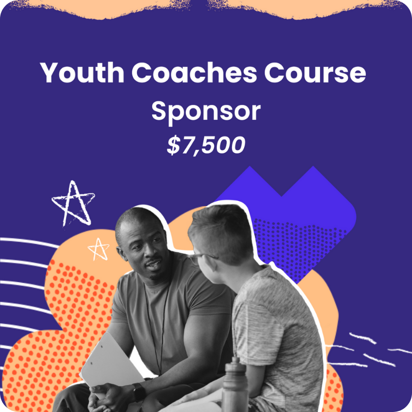 Visual with the title “Youth Coaches Course Sponsor,” styled in WithAll brand colors. Signifies the sponsorship level supporting the course for youth coaches to build kids’ confidence and resilience.